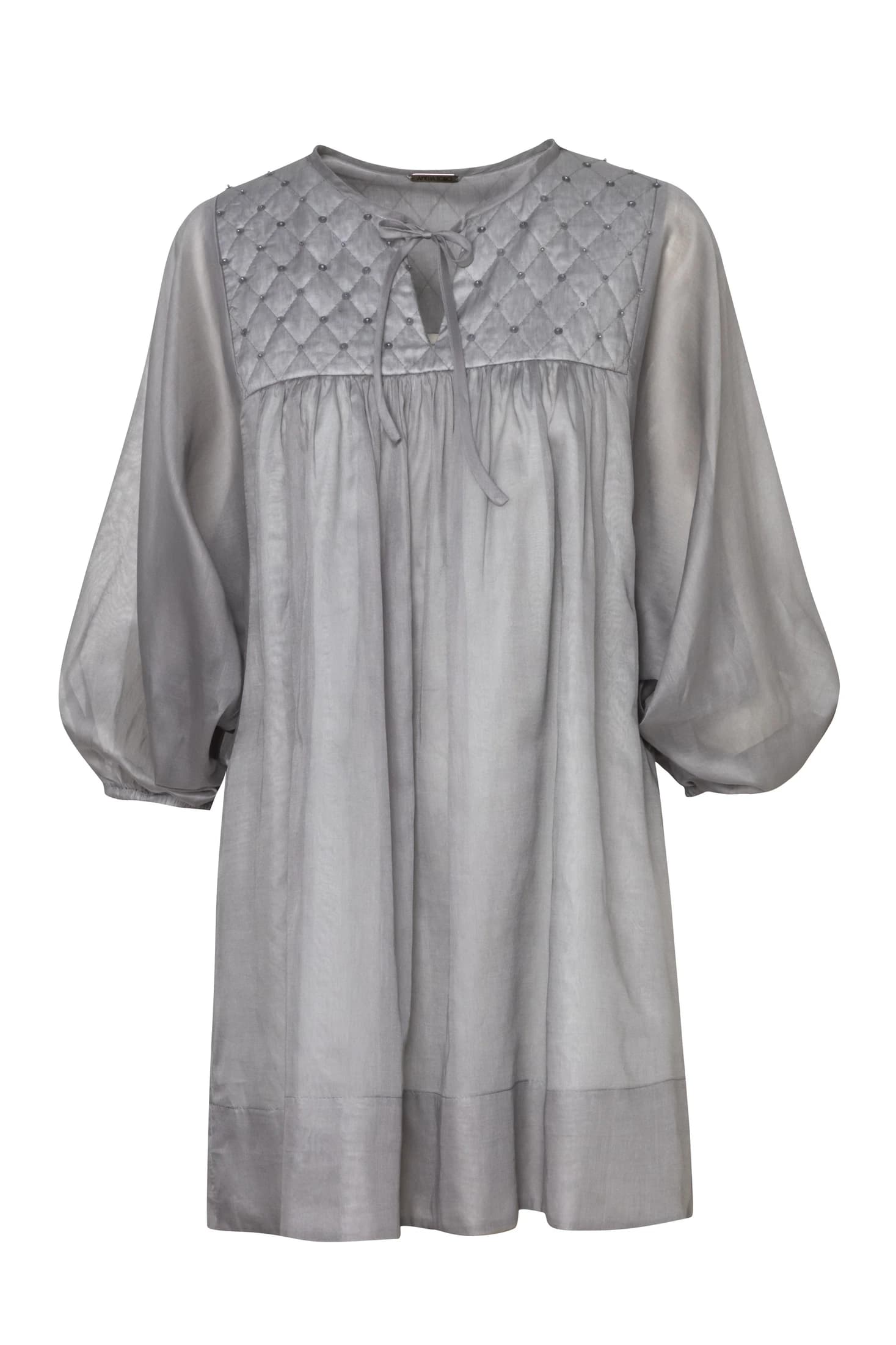 Quilted-Bodice Cotton Voile Mini Dress - imagen 2