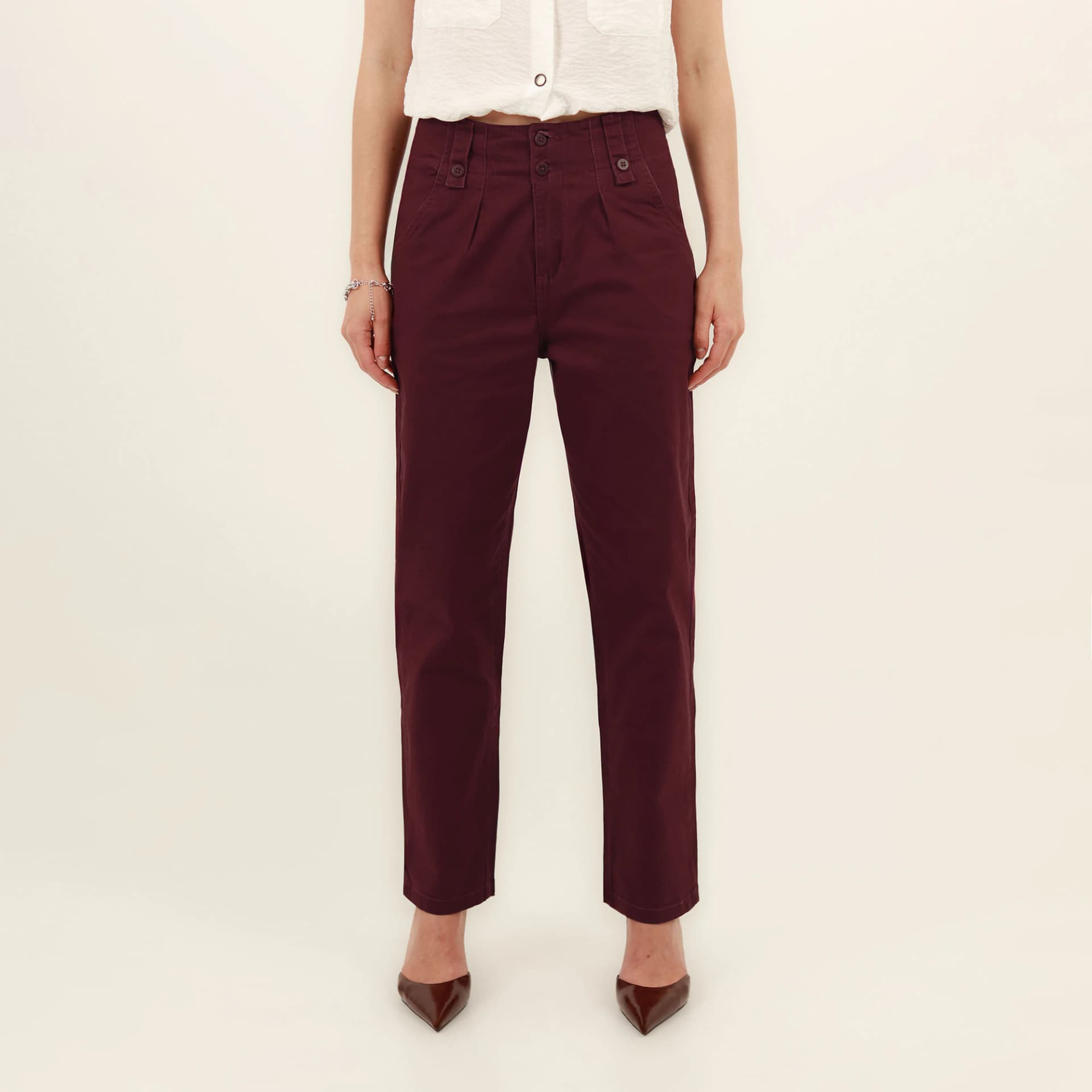 Pantalón baggy bota recta con prenses - imagen 5