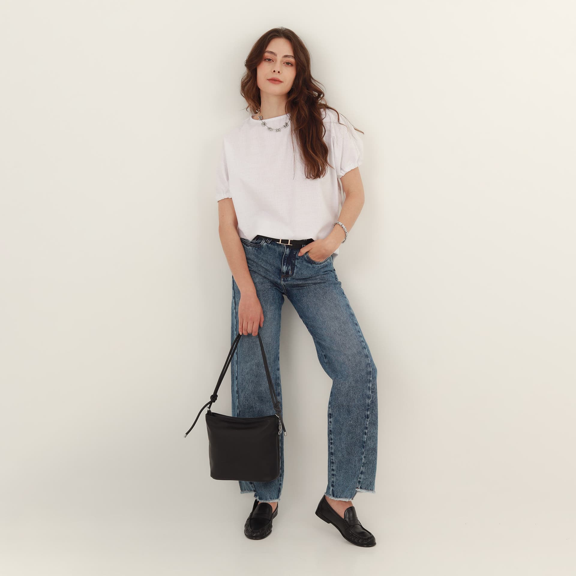 Blusa oversize cuello redondo manga con lazos - imagen 5