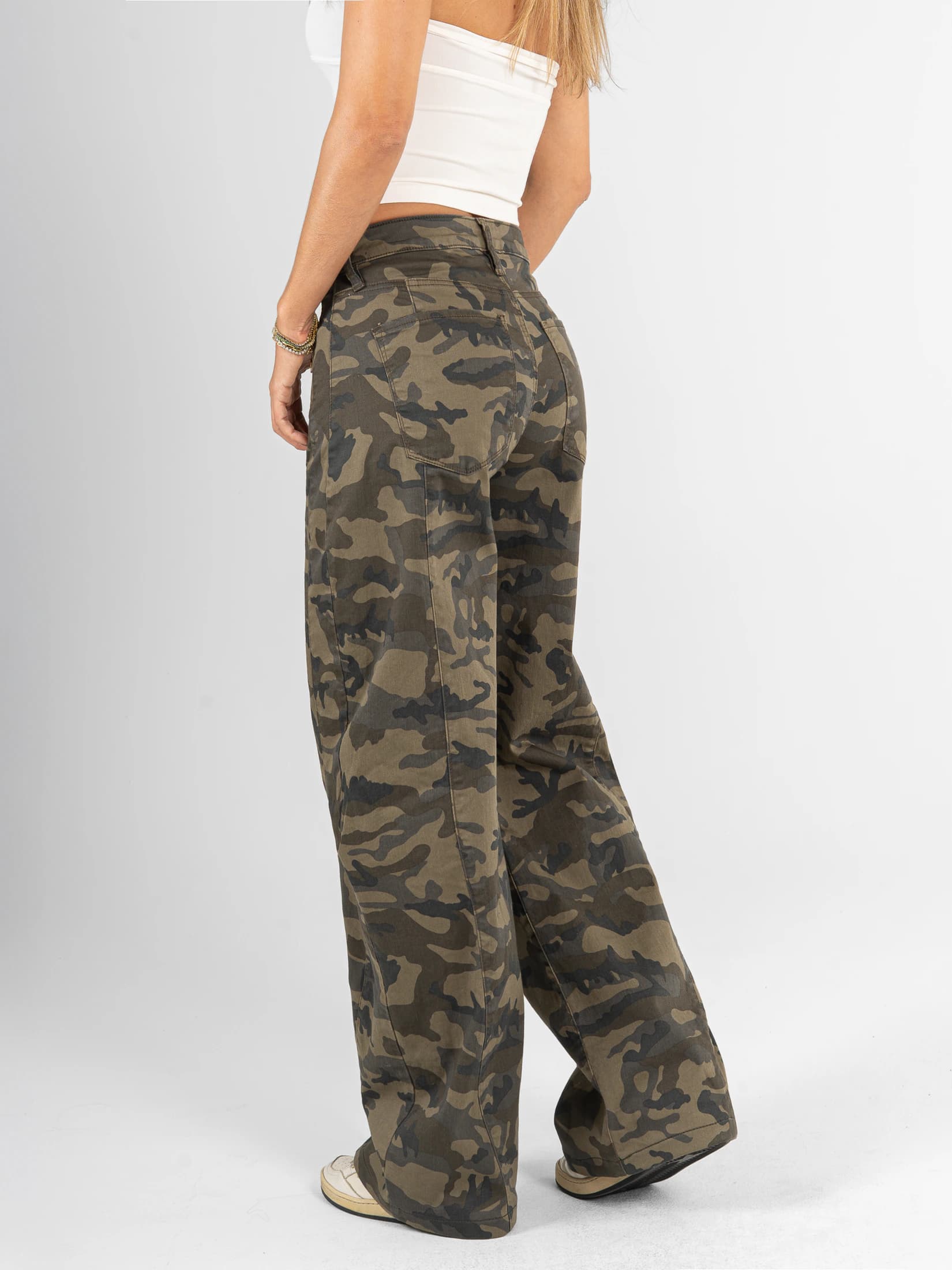Ref: 0620701 Pantalón wide leg, estampado camuflado, tiro alto, dril stretch - imagen 2