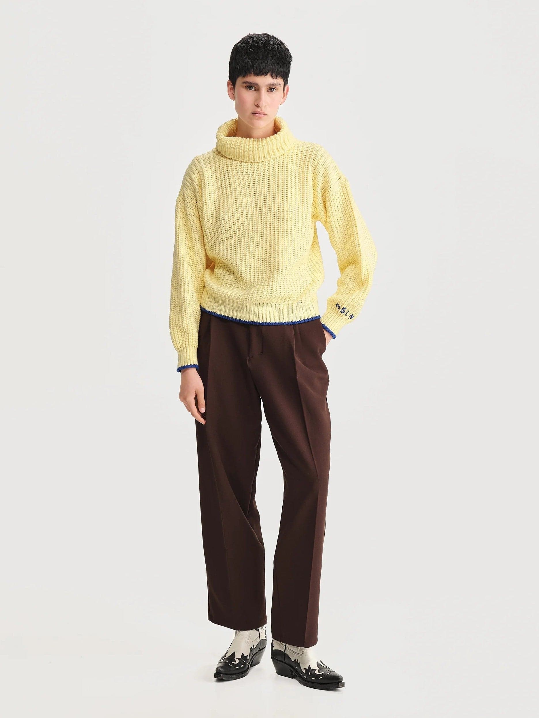 Saco Cuello Tortuga Inglés Amarillo/azul Mujer - imagen 1