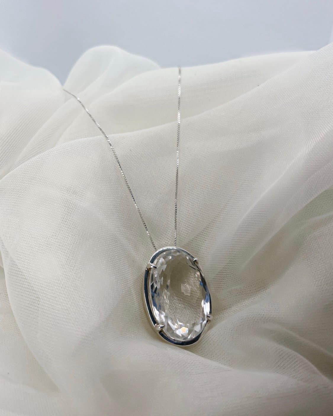 Anillo cuarzo Transparente Óvalo Faceteado - imagen 3