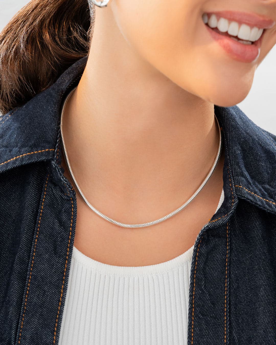 Collar  Cadena Snake Plata - imagen 1