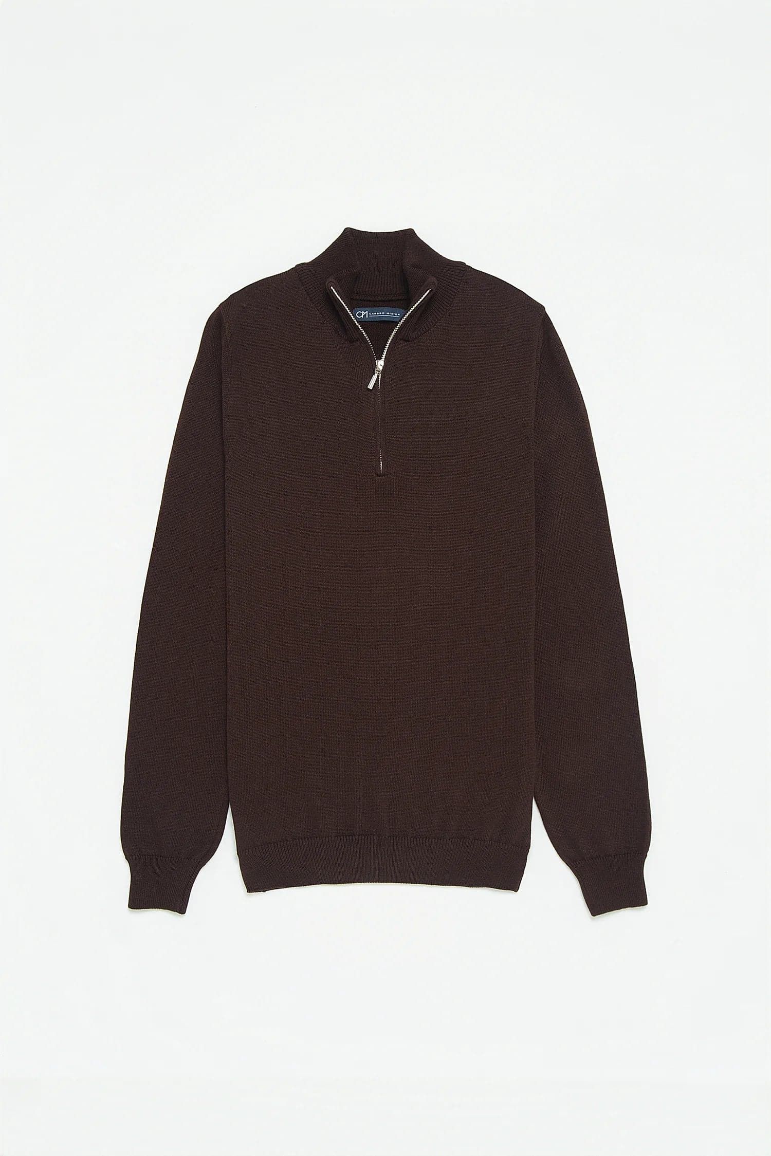 Saco Half Zip Algodón Chocolate
