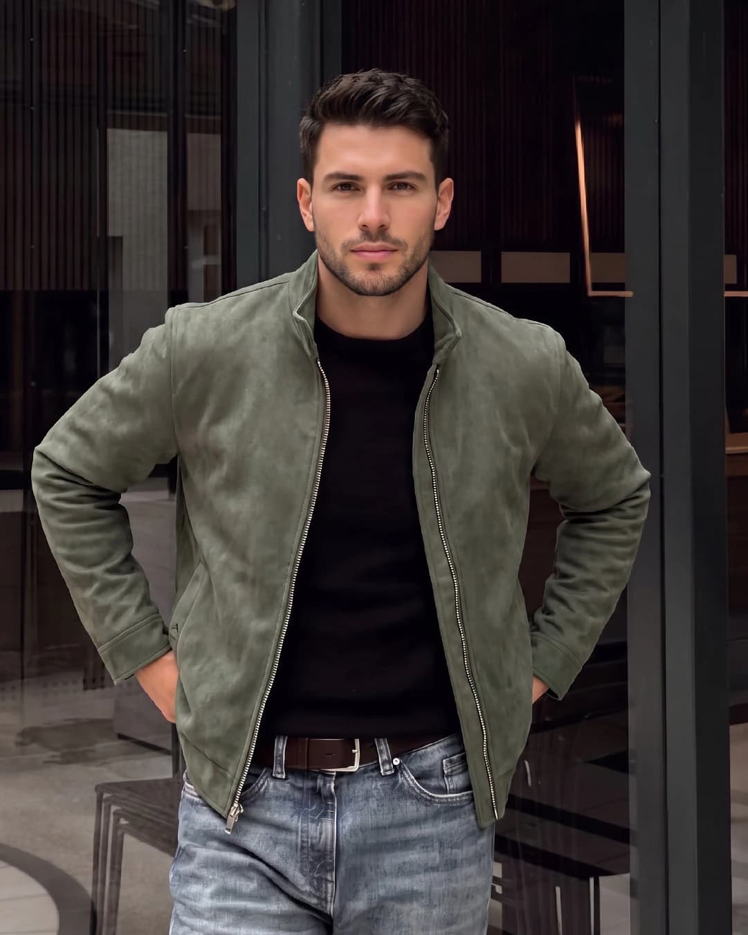 Chaqueta Cambridge Gamuza Verde Hombre
