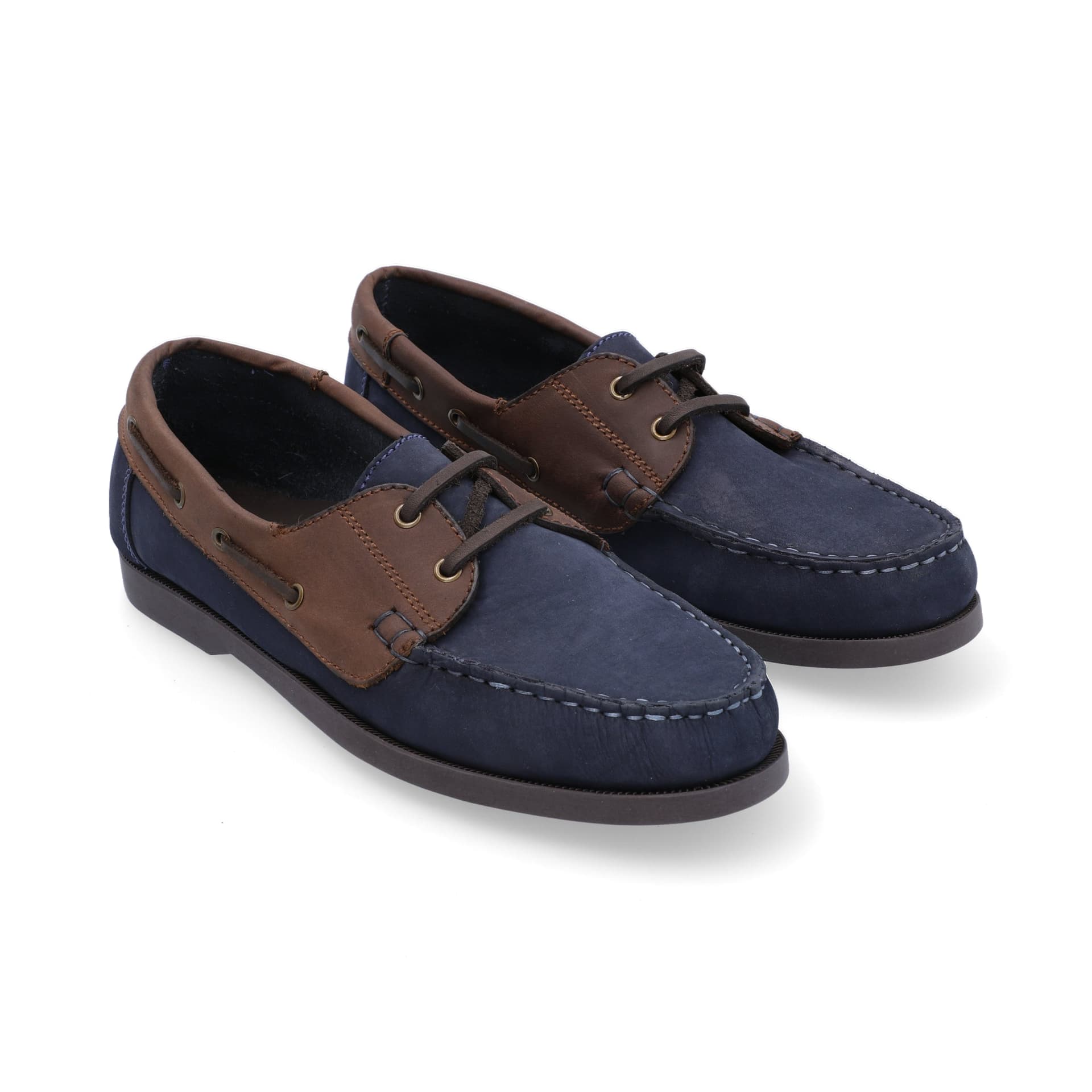 Mocasines Boat Shoes Combinados Cuero Nobuck Azul - imagen 1