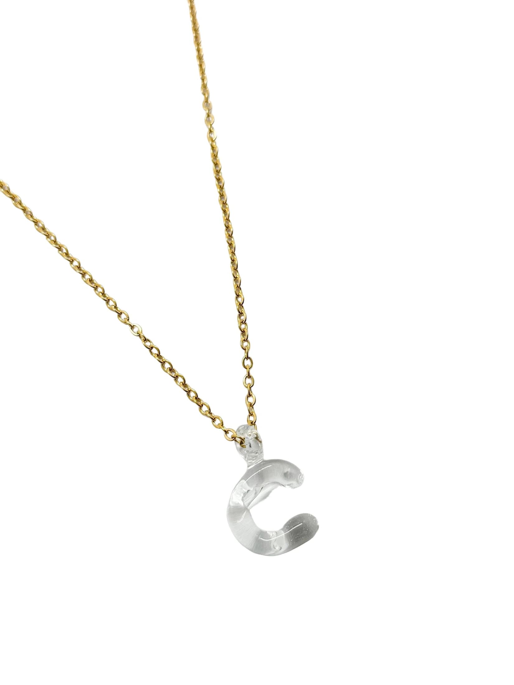 clear glass necklace 1 letter - imagen 13