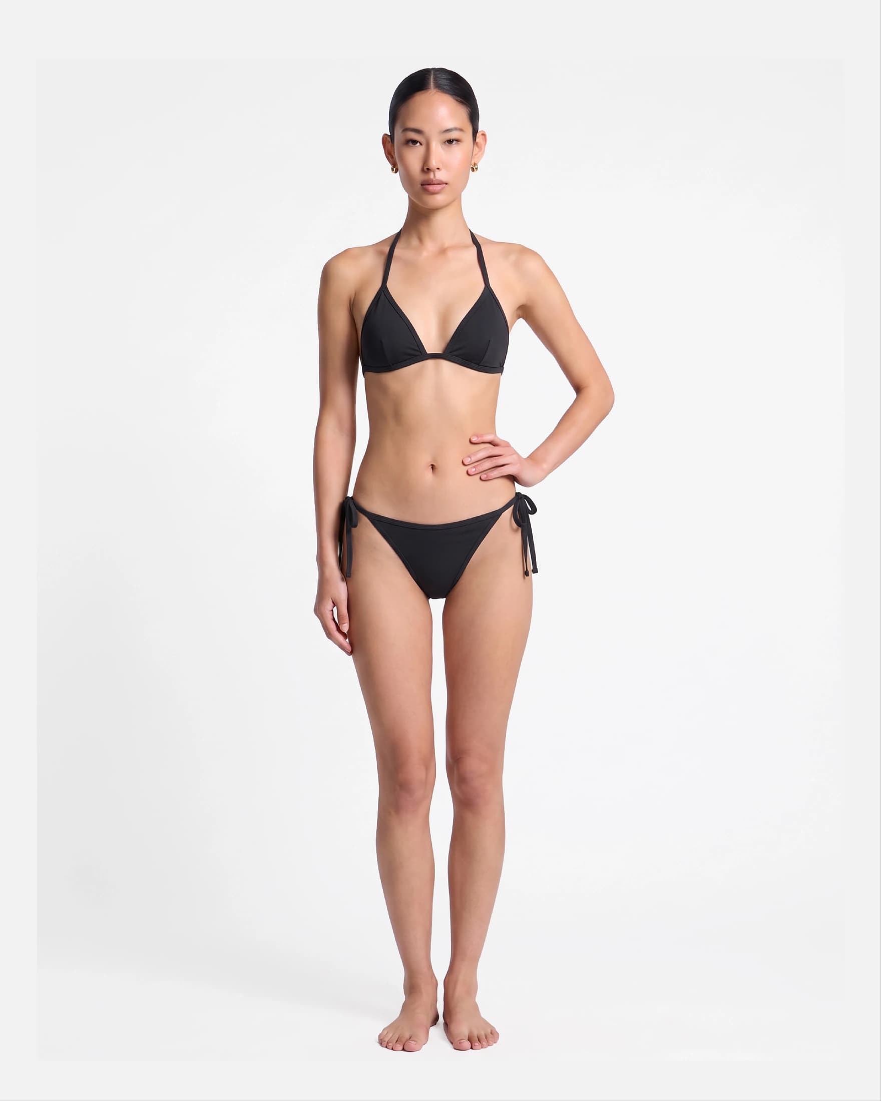 Bikini bottom con ribete y lazo / Negro - imagen 2