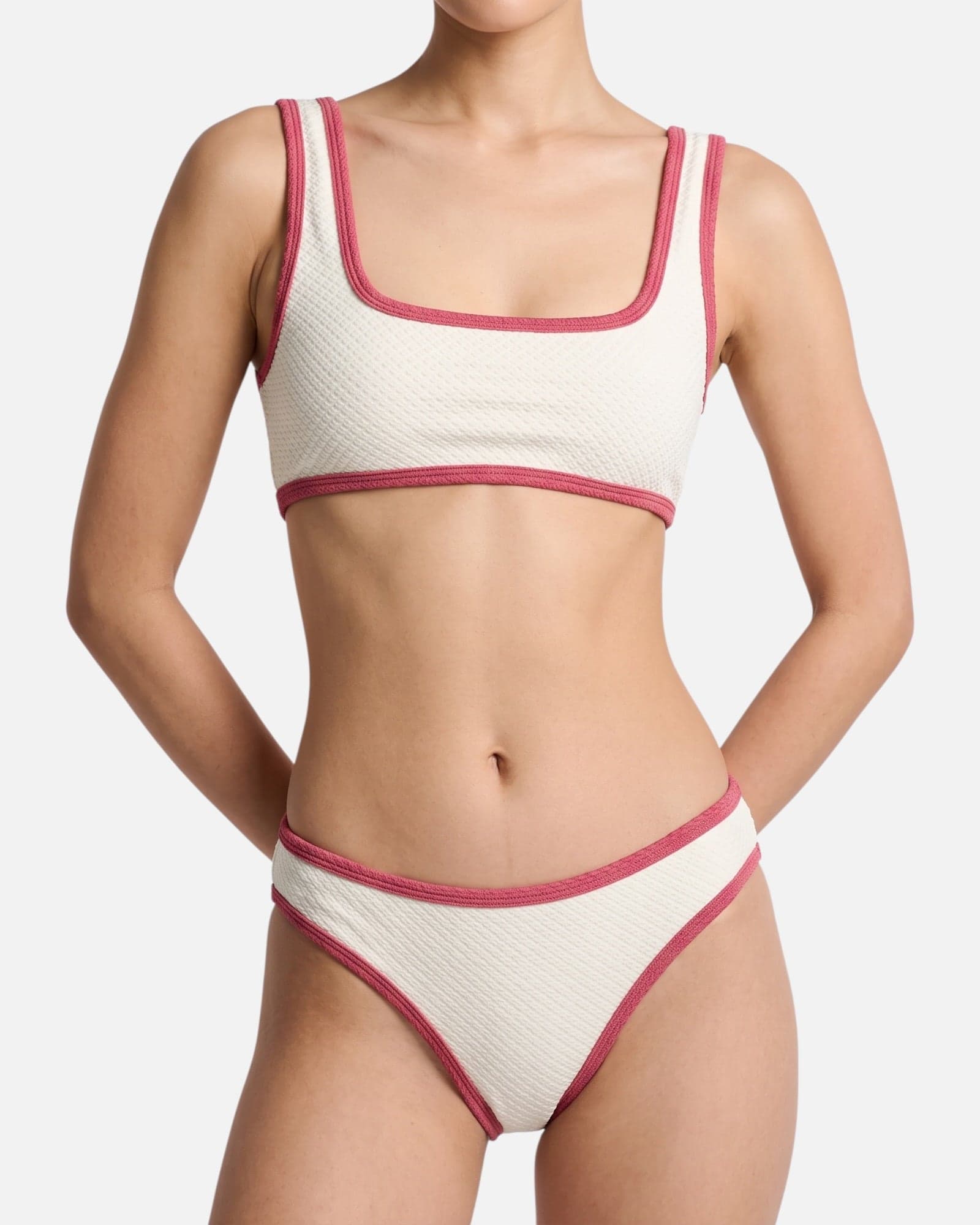 Bikini top clásico con ribete en contraste / Marfil Rosa - imagen 4