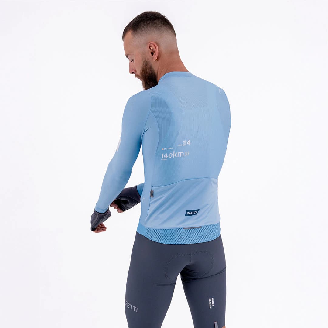 CAMISA CICLISMO MANGA LARGA SOLID BLUE AURA PARA HOMBRE - imagen 2