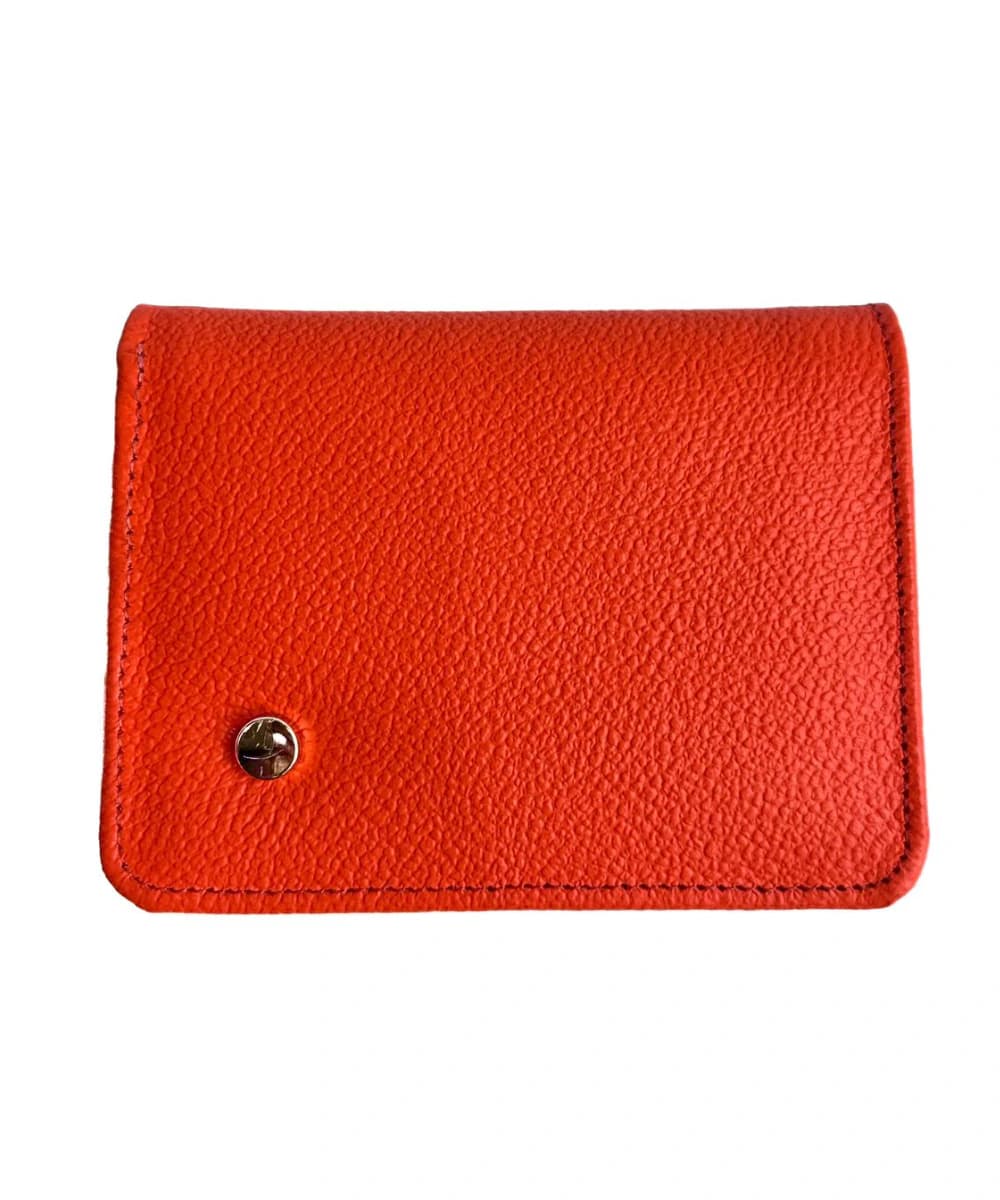Billetera para mujer en cuero naranja neón - imagen 1