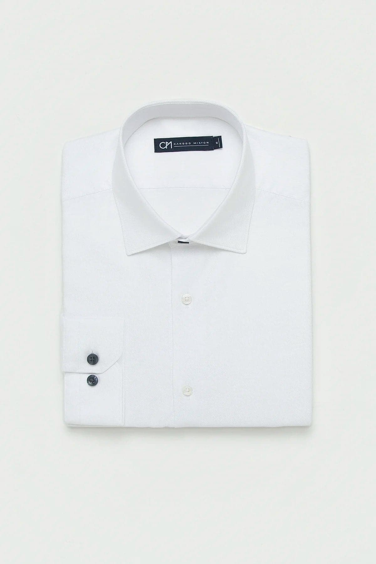 Camisa Dobby Diagonal Algodón Blanco - imagen 5