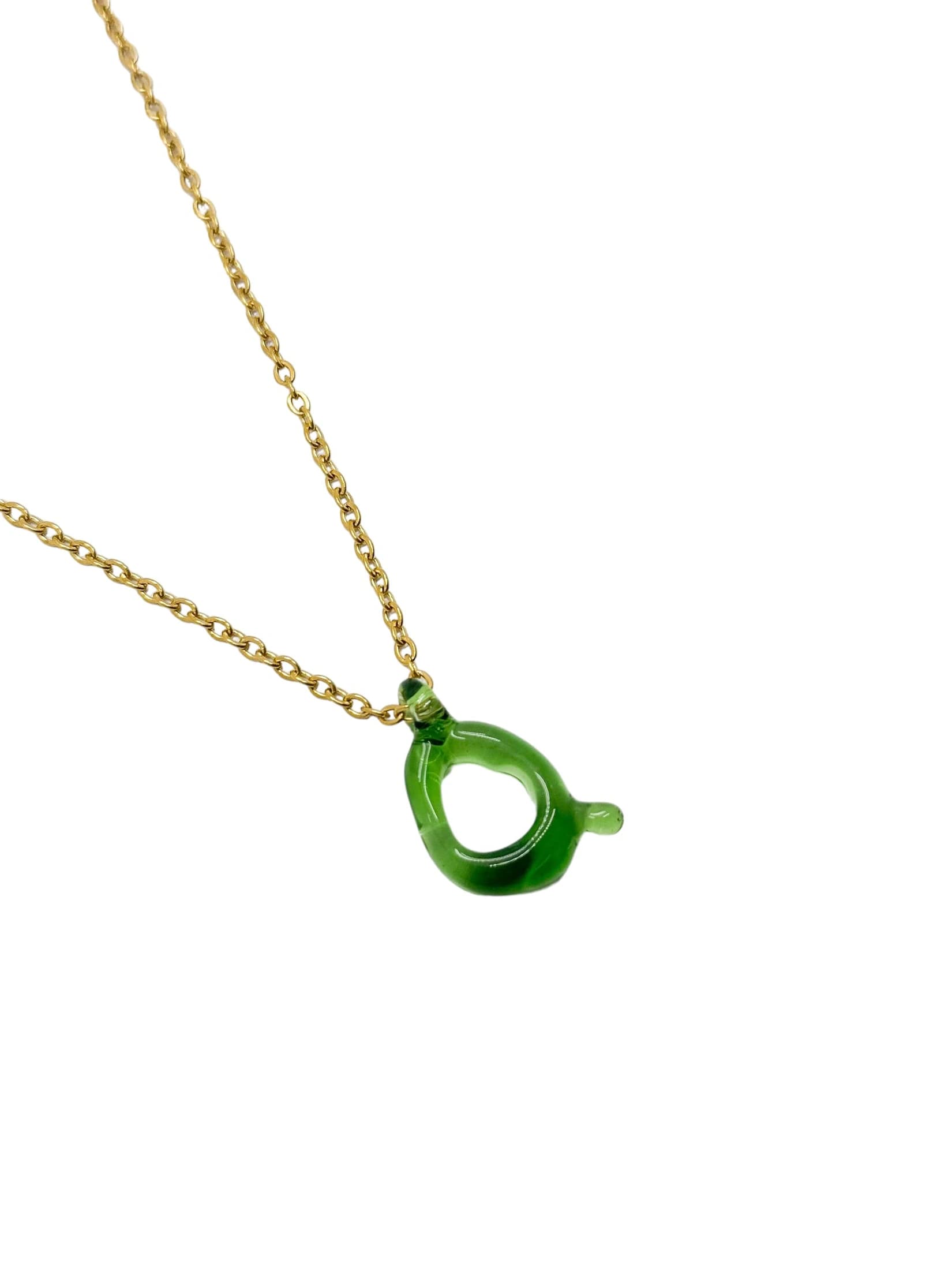 green glass necklace 1 letter - imagen 21