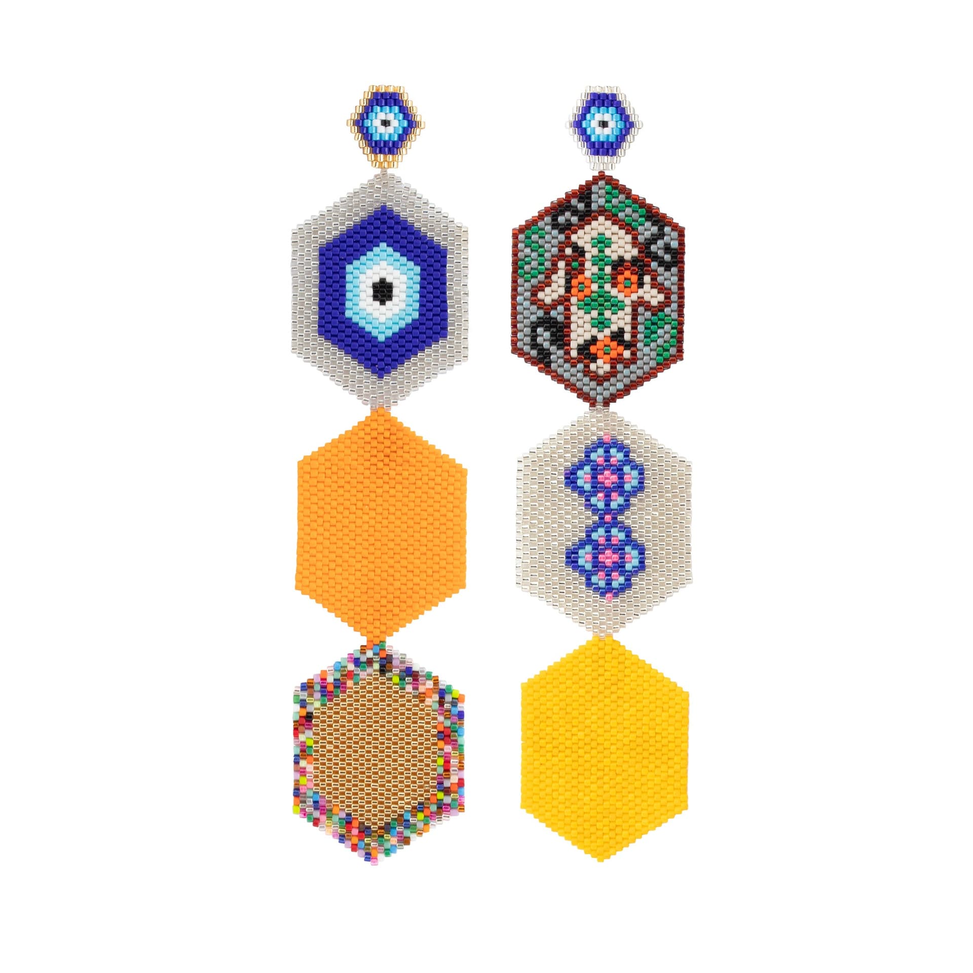 Aretes Tres Horus Caleidoscopio y Hamsa Africana - imagen 1