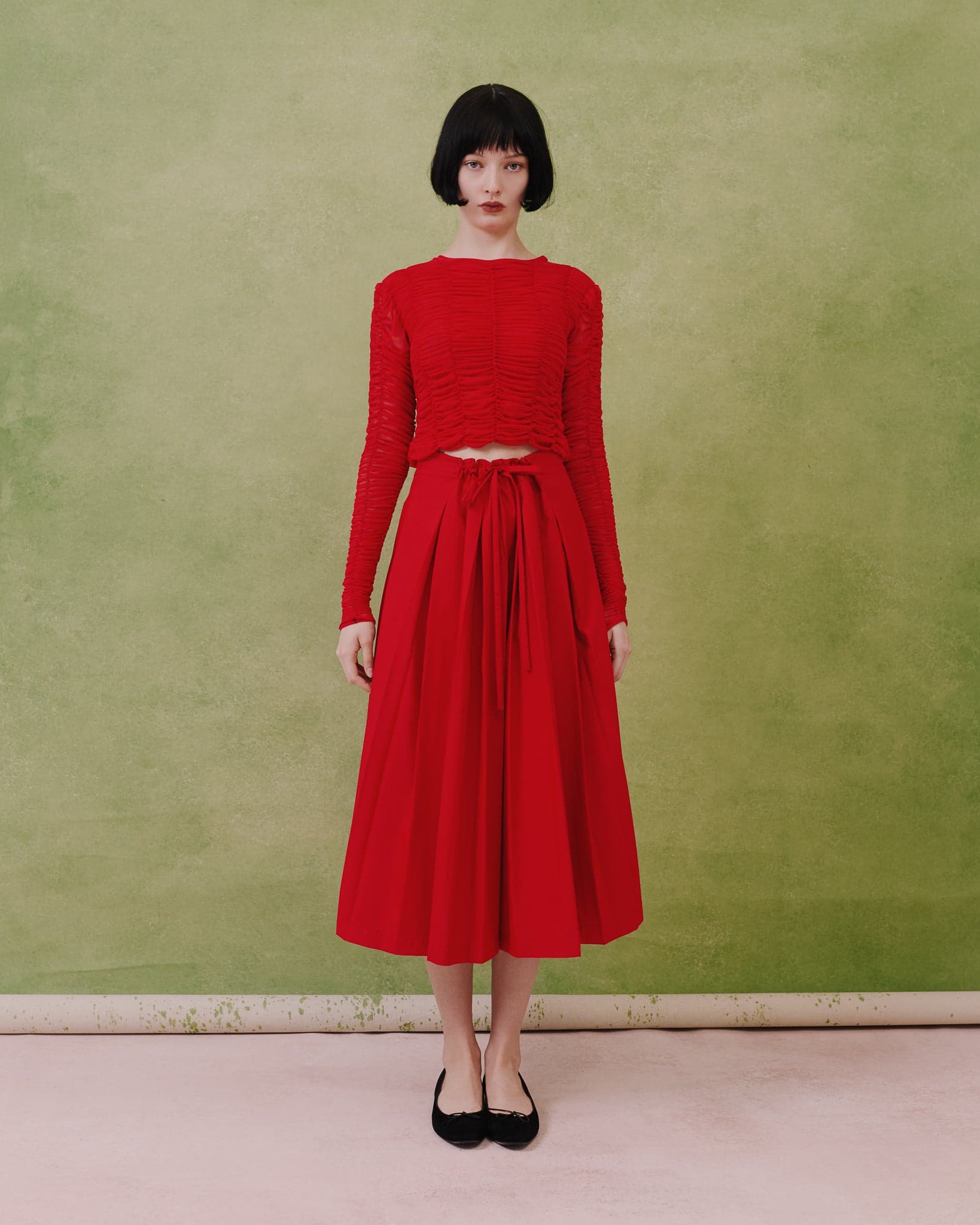 Gathered-Waist Pleated Midi Skirt - imagen 4