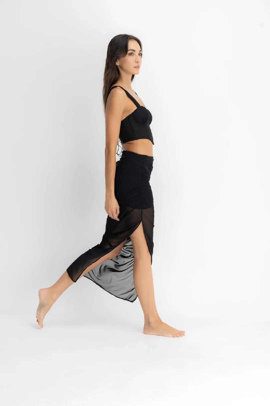 SET CROP TOP, FALDA & PANTY AISA NEGRO - imagen 2