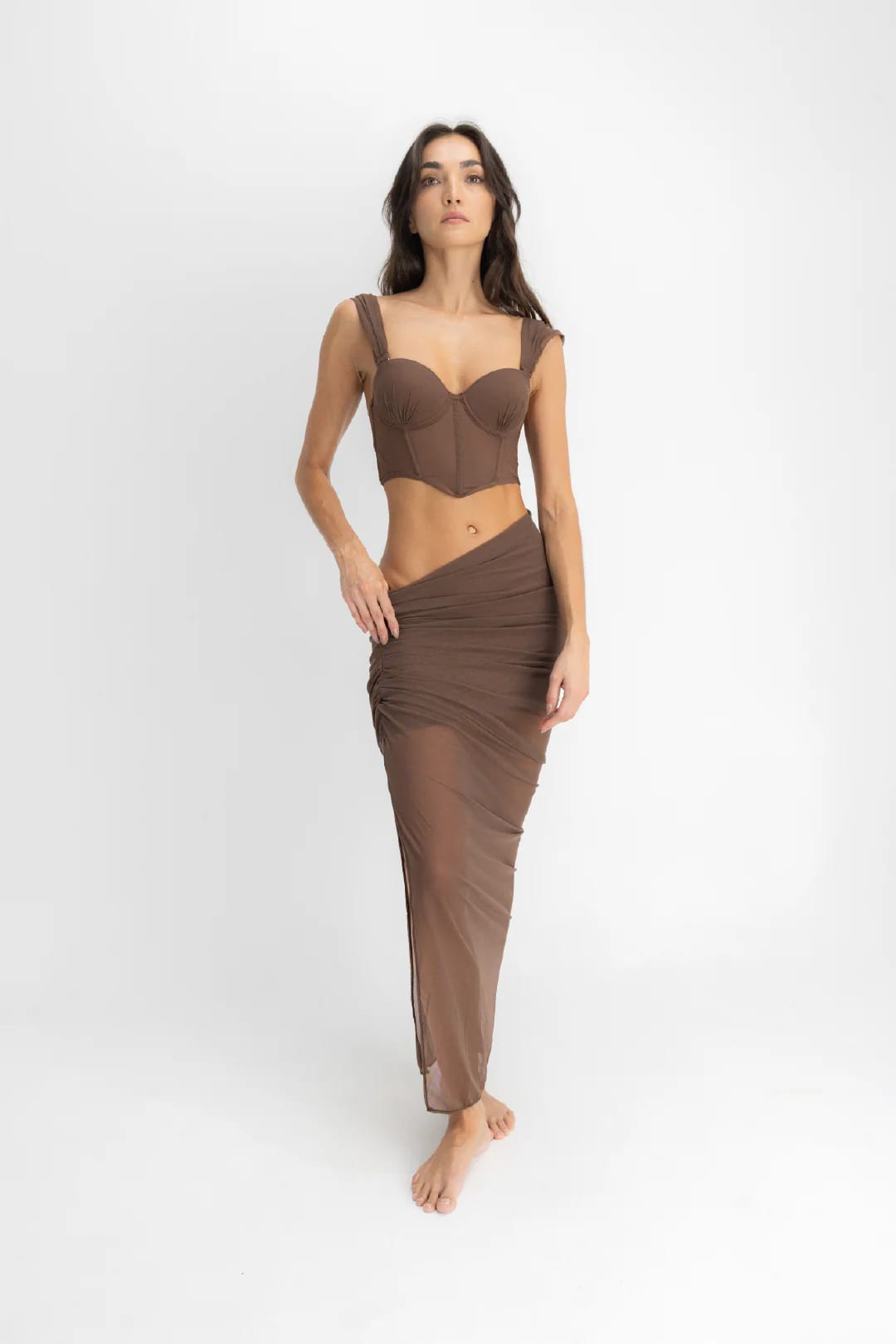 SET CROP TOP, FALDA & PANTY AISA ESPRESSO - imagen 7