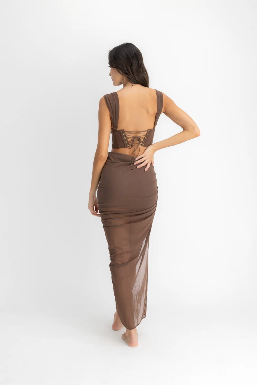 SET CROP TOP, FALDA & PANTY AISA ESPRESSO - imagen 8