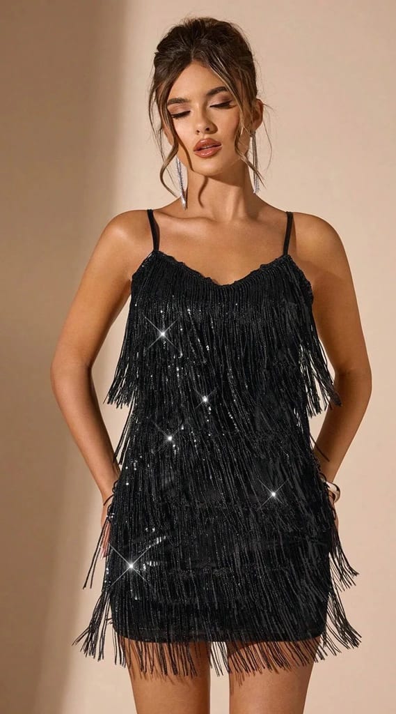 Minivestido negro brillante SH-011359-NEG-M - imagen 4