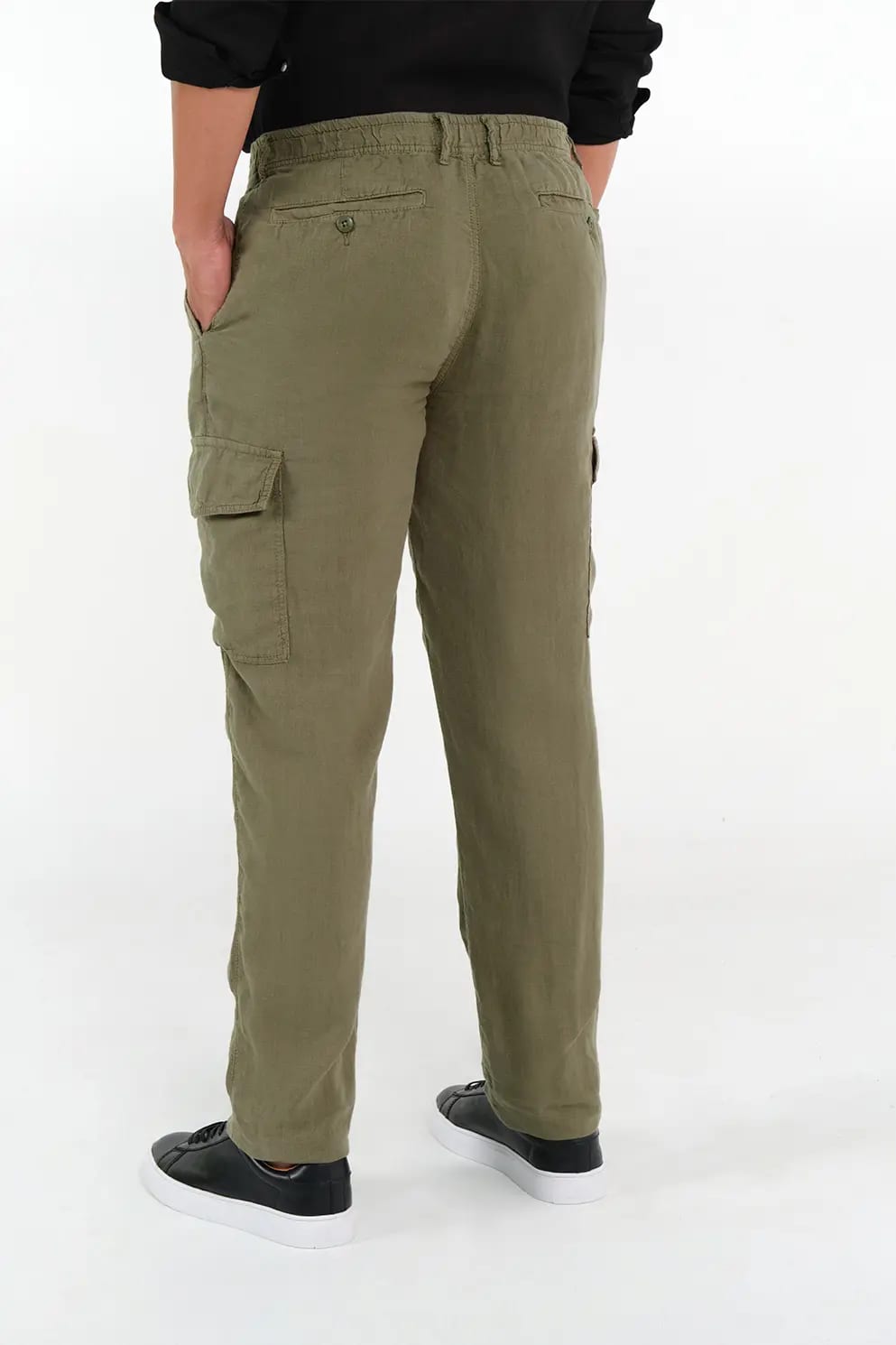 Pantalón Cargo Slim Fit 100% Lino Verde Claro - imagen 4