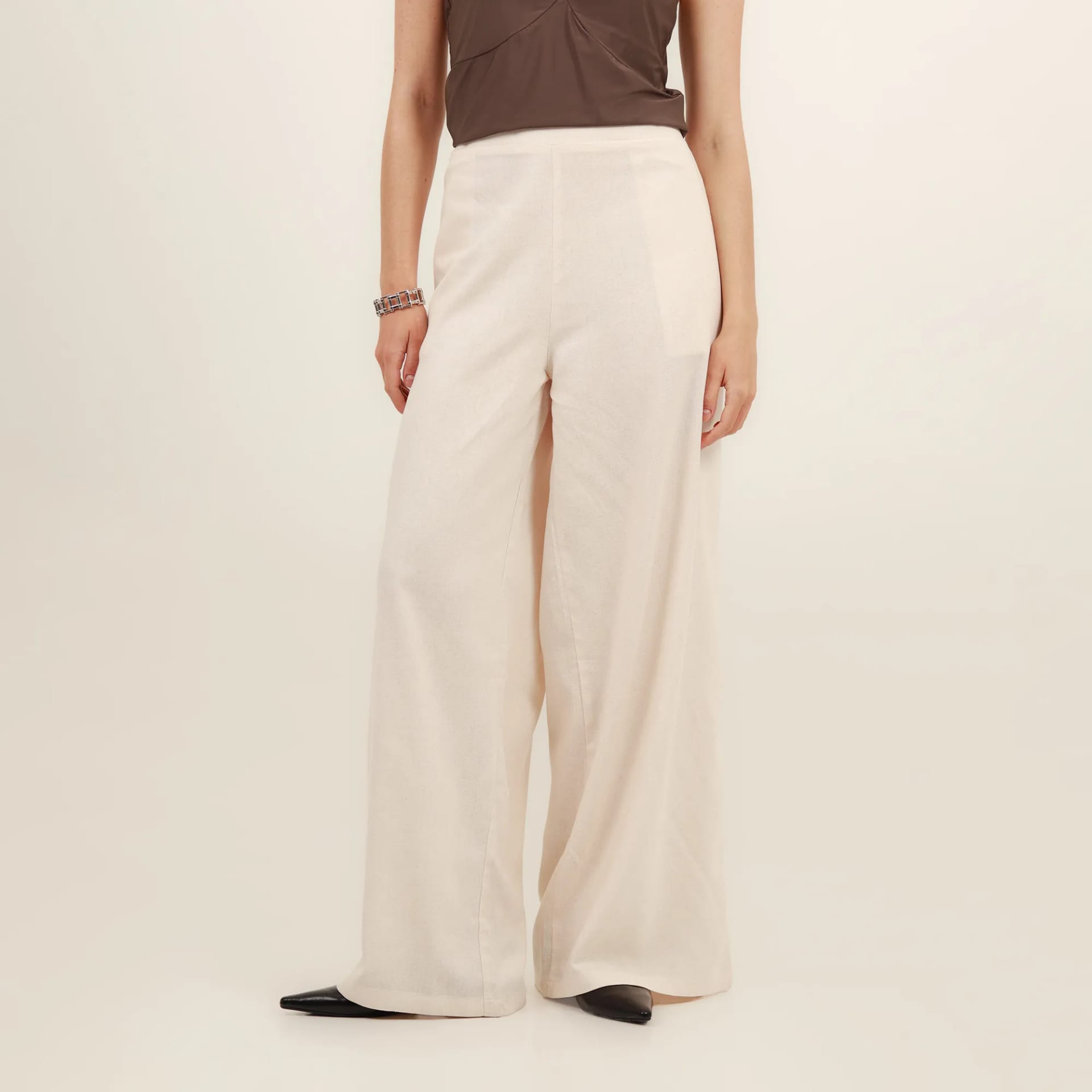 Pantalón palazzo bota ancha con elastico en cintura - imagen 3