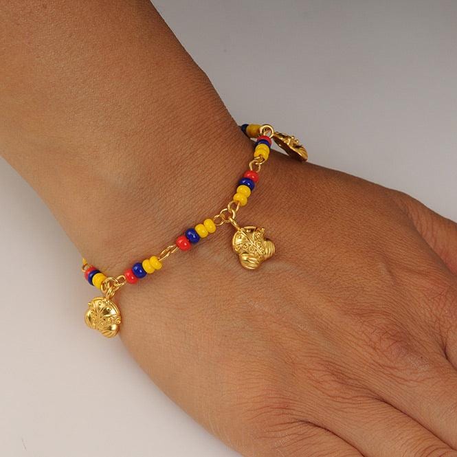Pulsera Colombia con 3 Dijes Mini Rana de Bolas Tairona - imagen 2