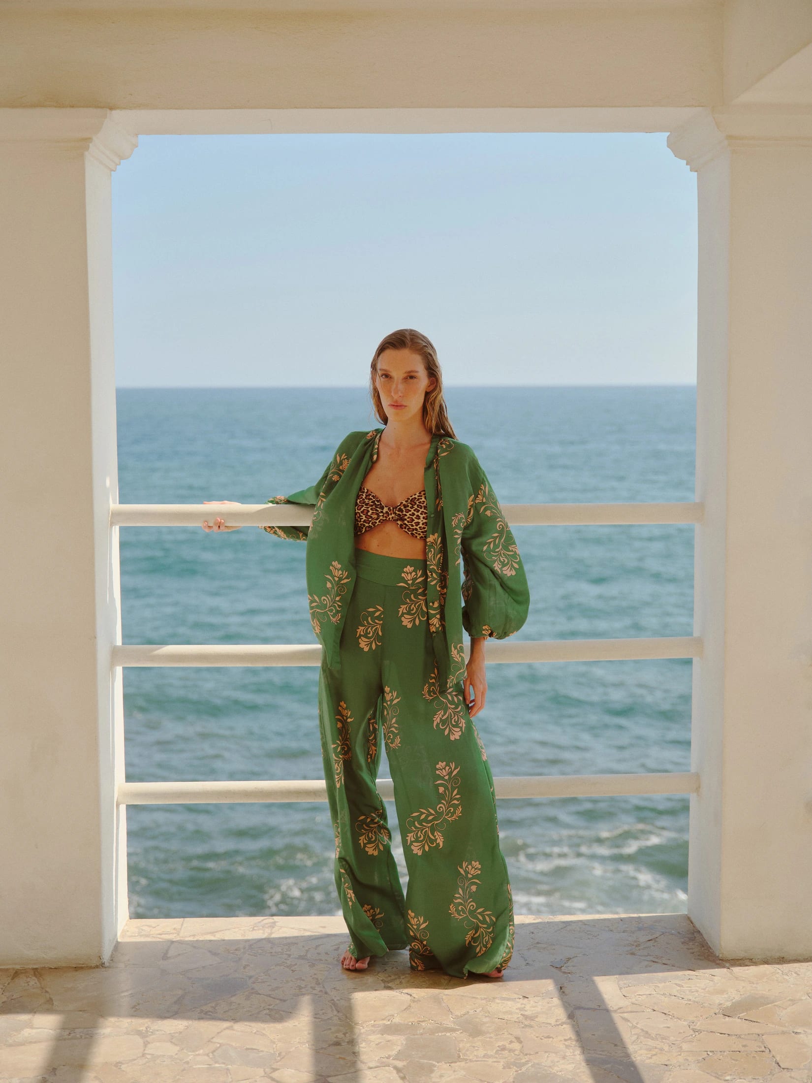 Fiol Cotton Silk Pants / Green Buganvilias - imagen 5