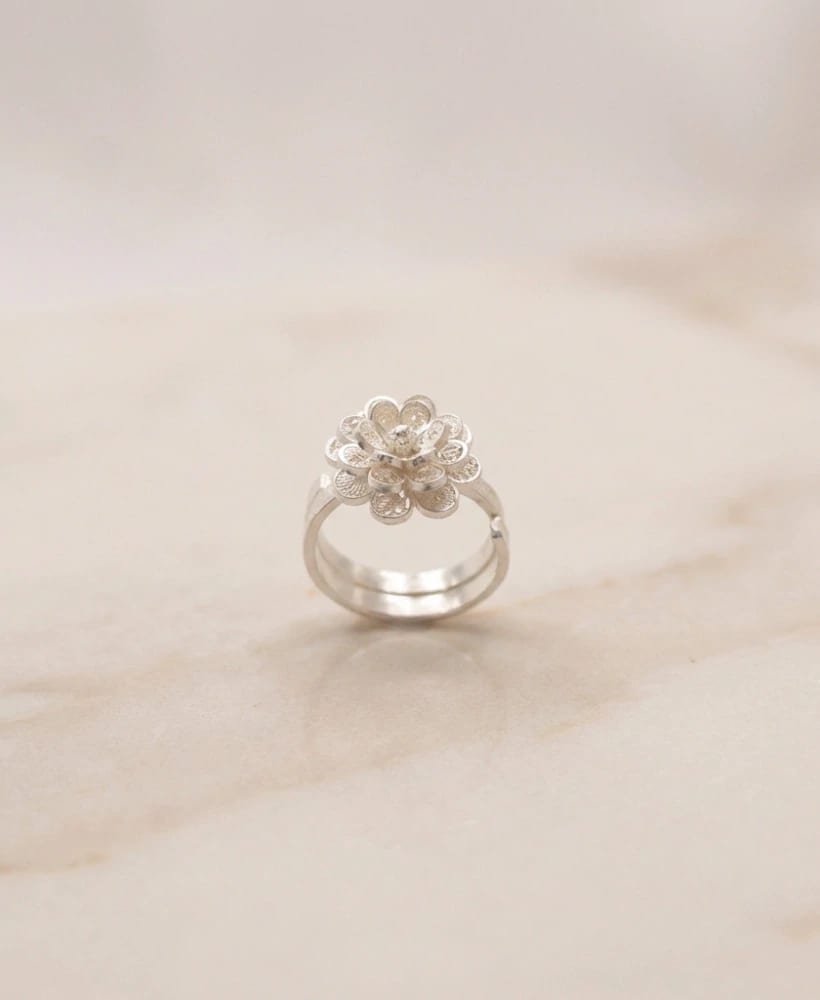 Anillo Flor ajustable en Plata ley 950 Filigrana - imagen 1
