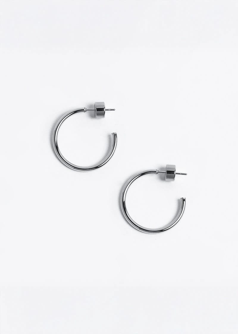 Small Thin Hoops Plateado - imagen 1