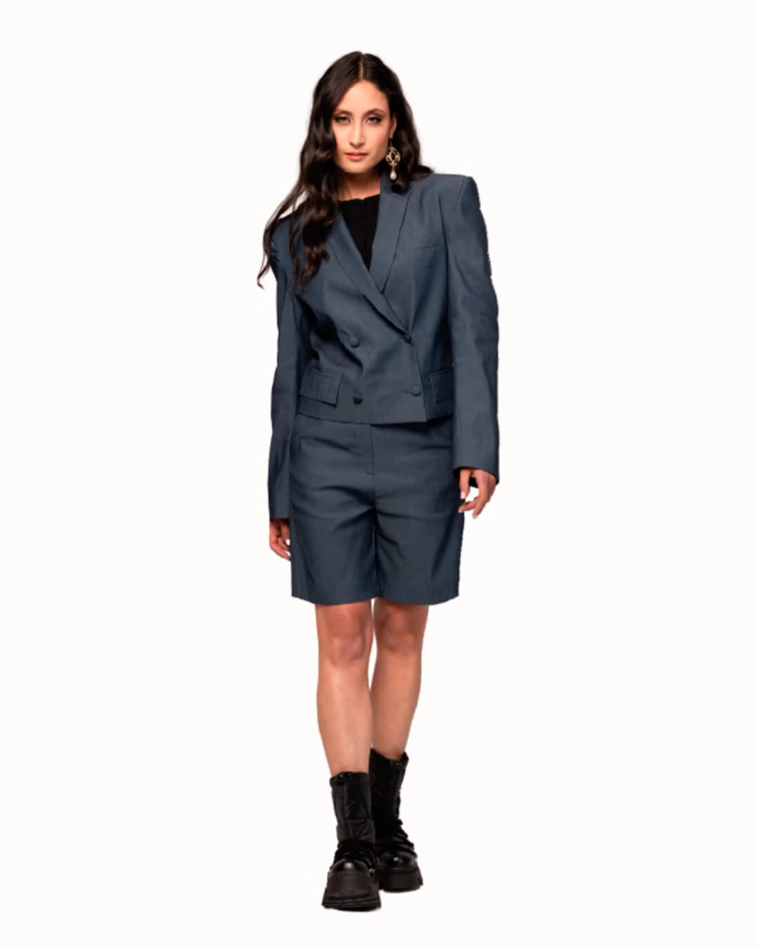 Blazer cruzado en denim - imagen 1