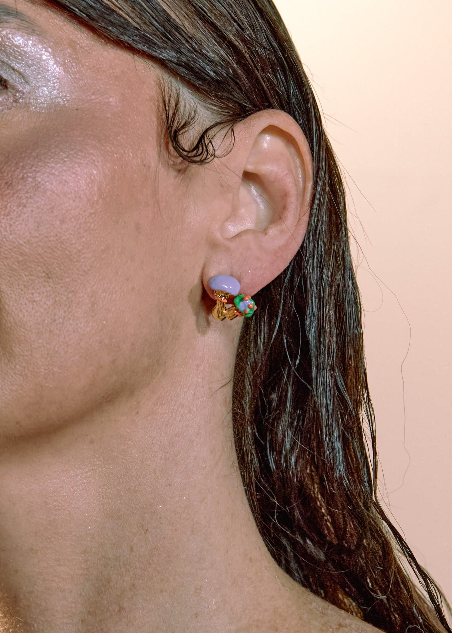 Aretes Seta y setica Azul rosa - imagen 3