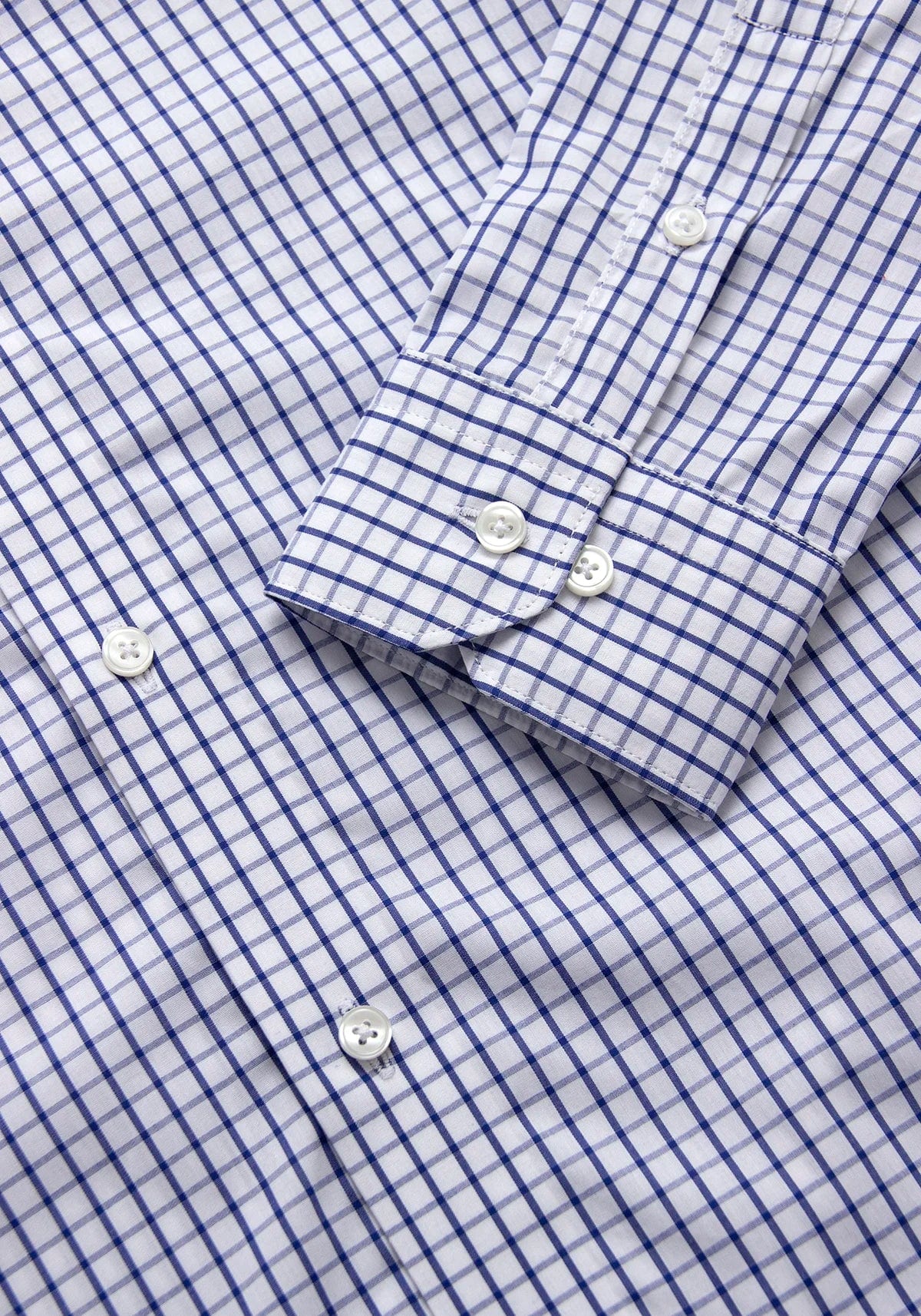 Camisa Popelín Cuadro Ventana Algodón Azul Tinta - imagen 3