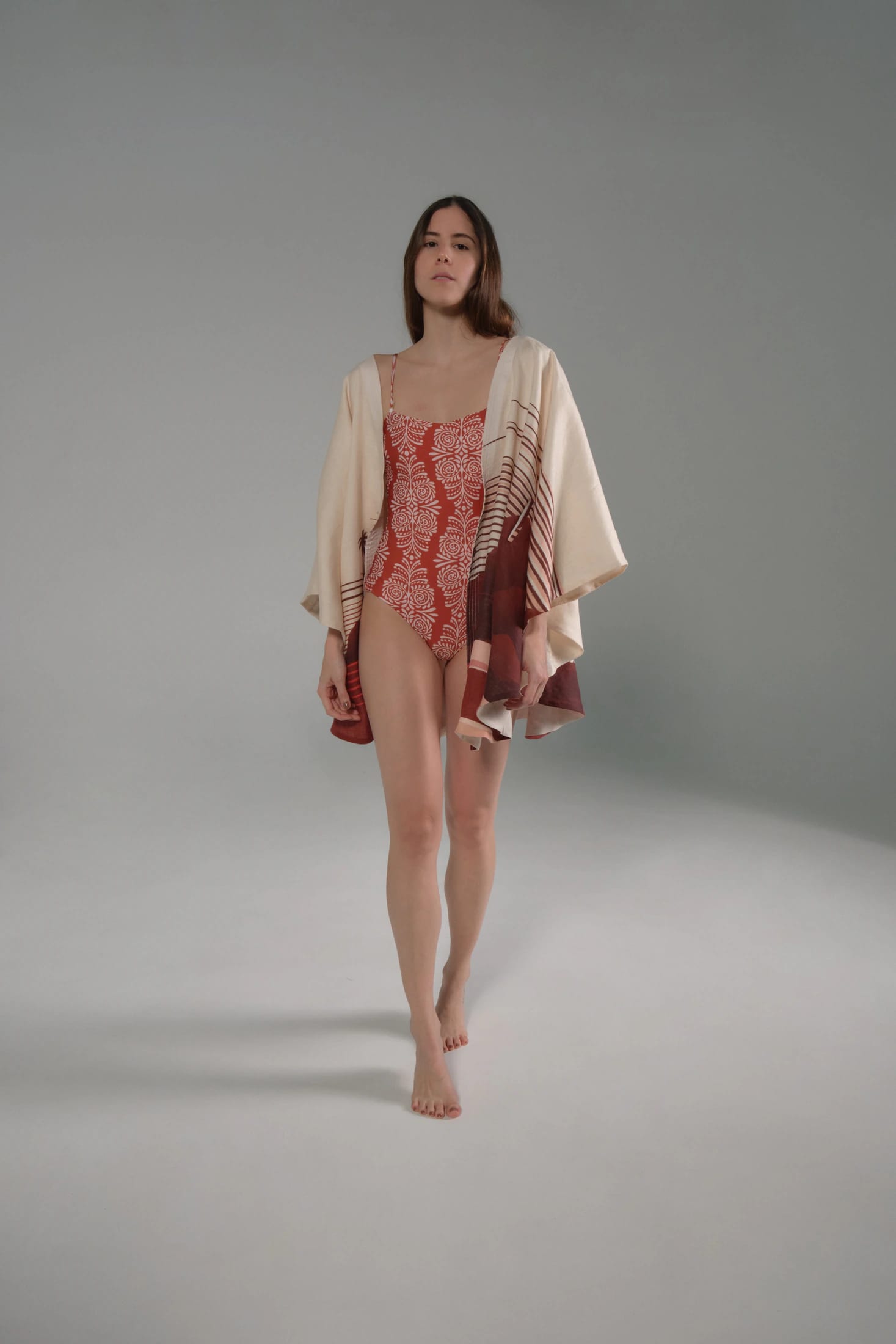 Las Balsas One Piece / Red Arabesque - Orange Stripes - imagen 2