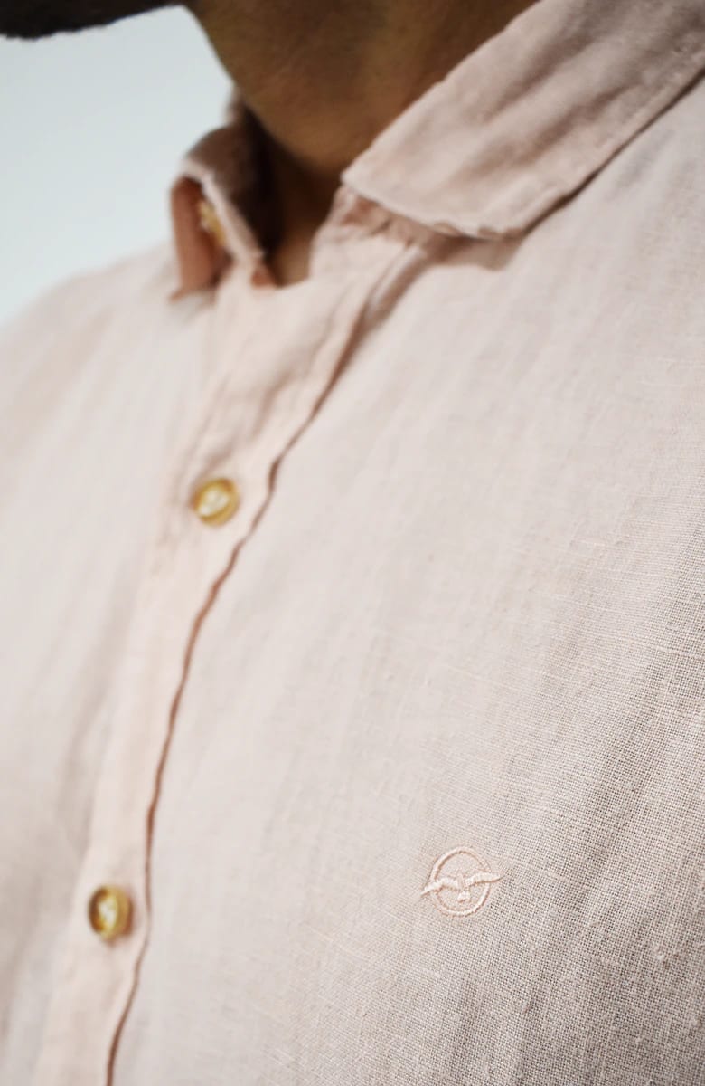 Camisa manga larga Lino Rosada para Hombre - imagen 2