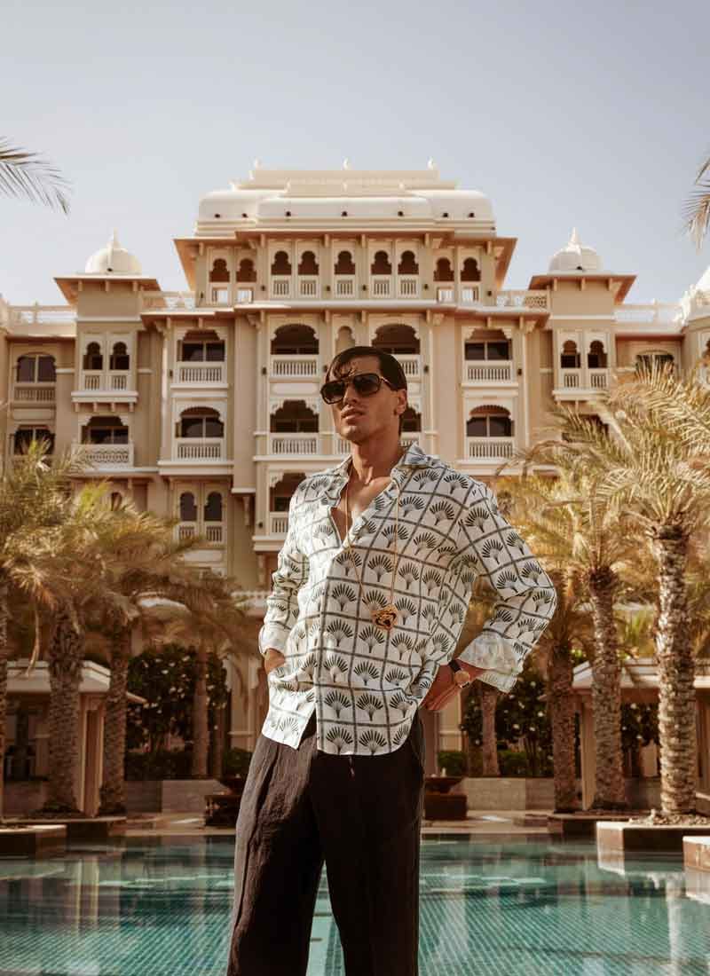 Men's linen shirt navy palmar - imagen 3
