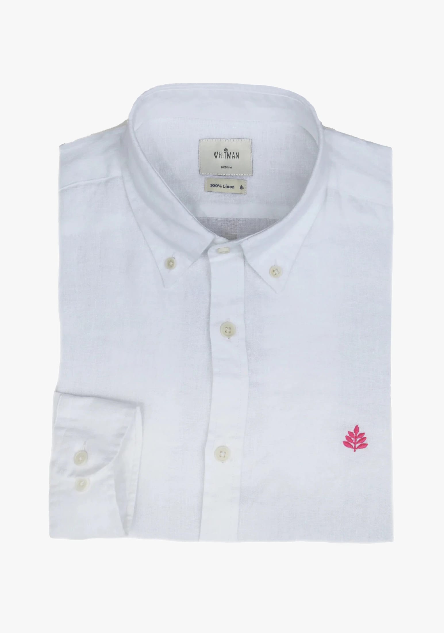 Camisa Lino Cuello Button Down Blanco - imagen 4