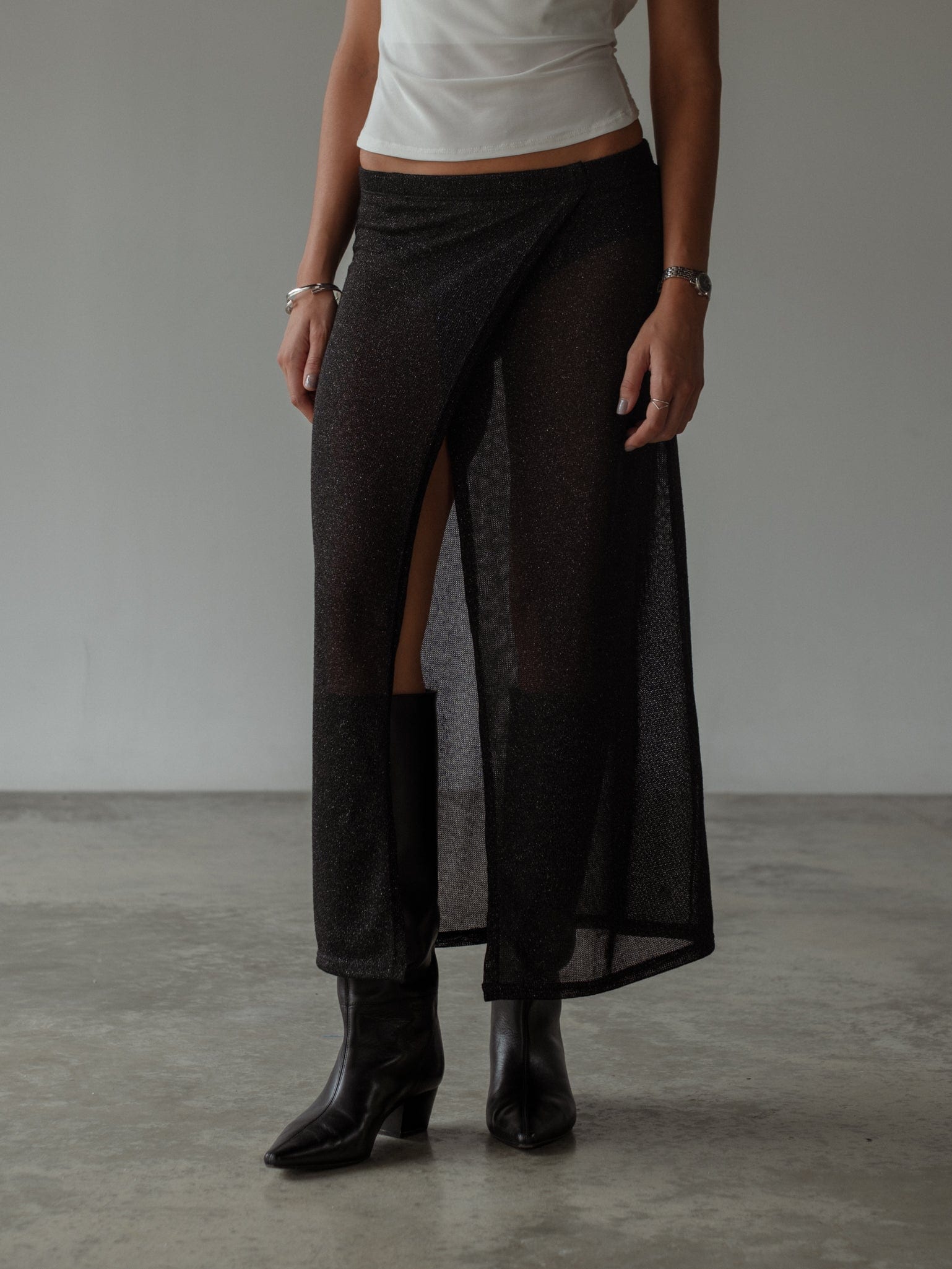 OVER LONG SKIRT - GLOSSY BLACK - imagen 7
