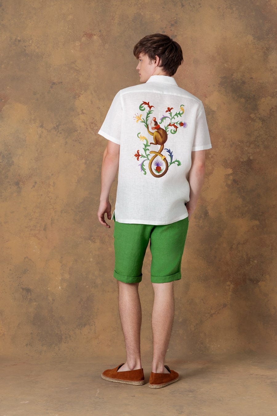 Men's linen shirt bowling satyr white - imagen 3