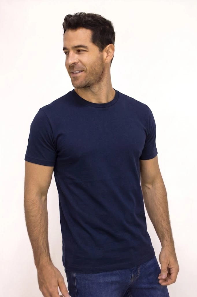 CAMISETA BÁSICA LIVIANA CUELLO REDONDO AZUL OSCURO PARA HOMBRE - imagen 1