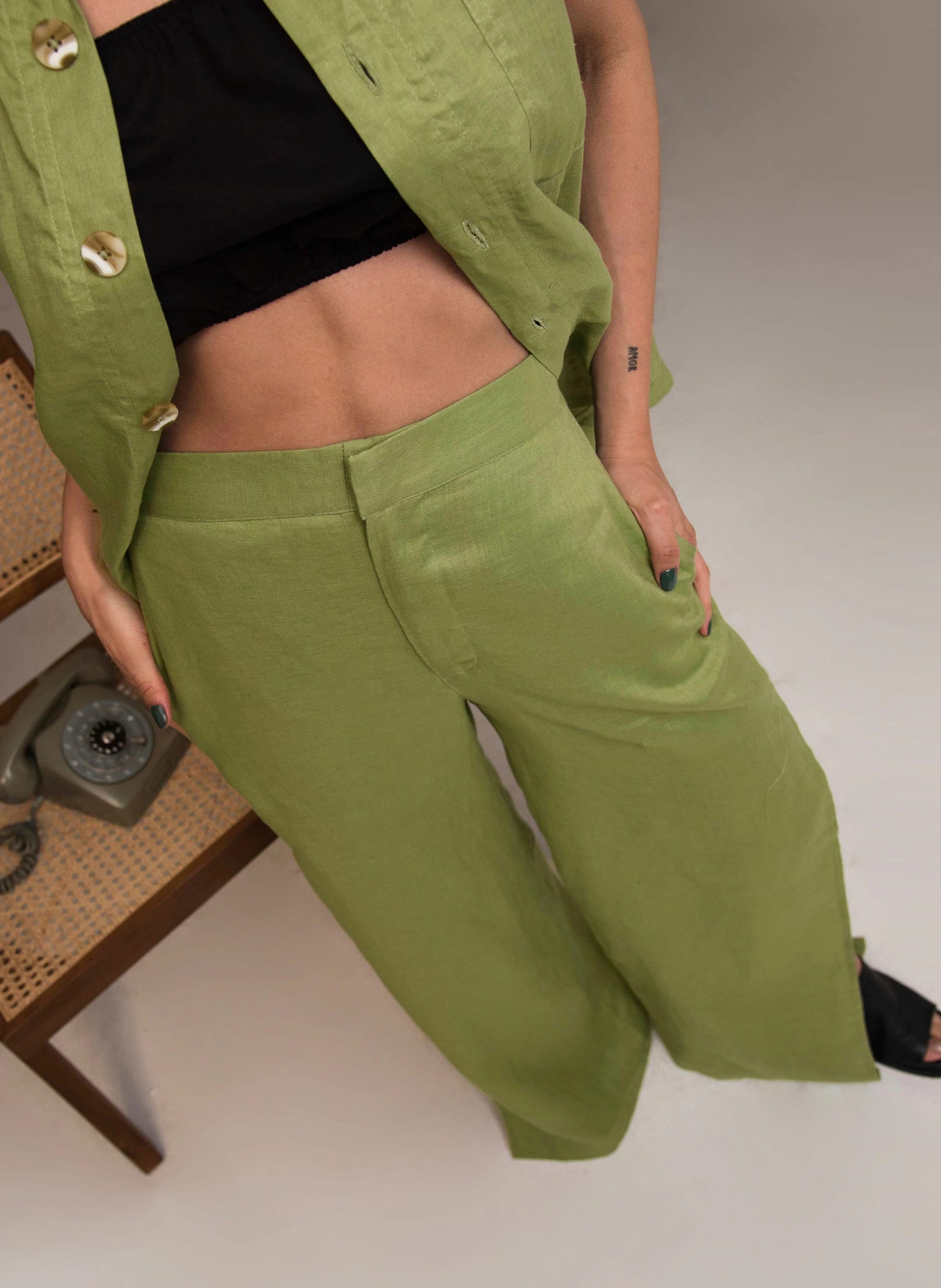 Pantalón Vere de Lino - Verde pistacho - imagen 3