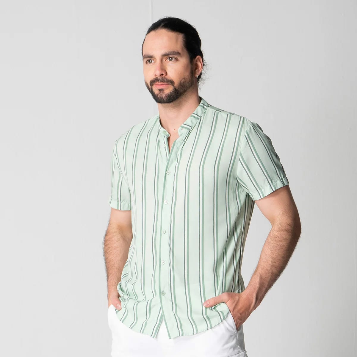 Camisa Rallas Manga Corta Slim Garnica - imagen 2