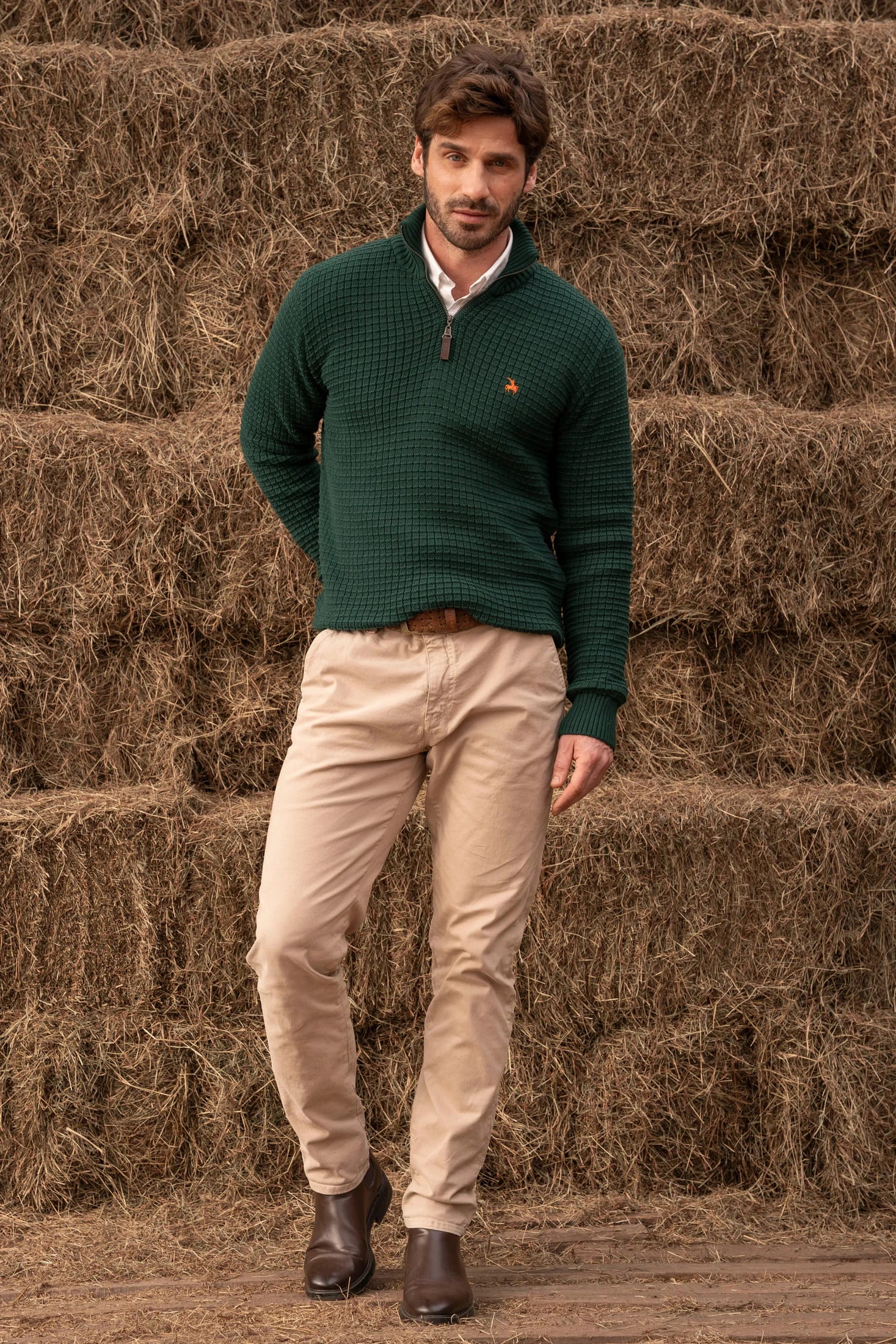 Suéter Halfzip Waffle Hombre Verde - imagen 2