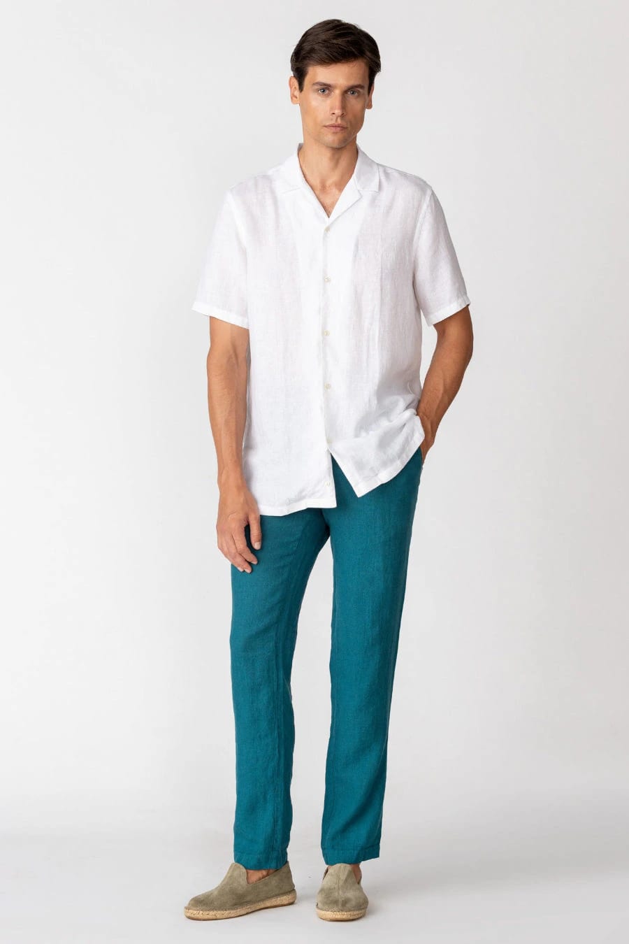 Men's linen shirt white epiro - imagen 5