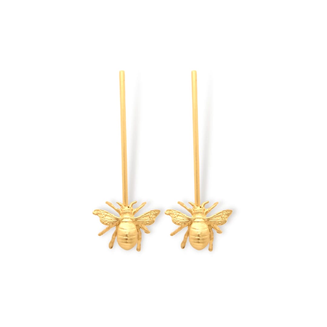 Aretes largos con abeja pequeña - imagen 1
