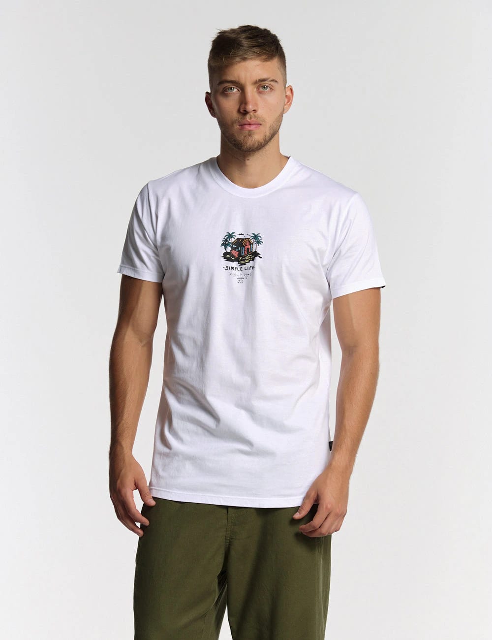 Camiseta regular fit  Simple life blanca - imagen 4