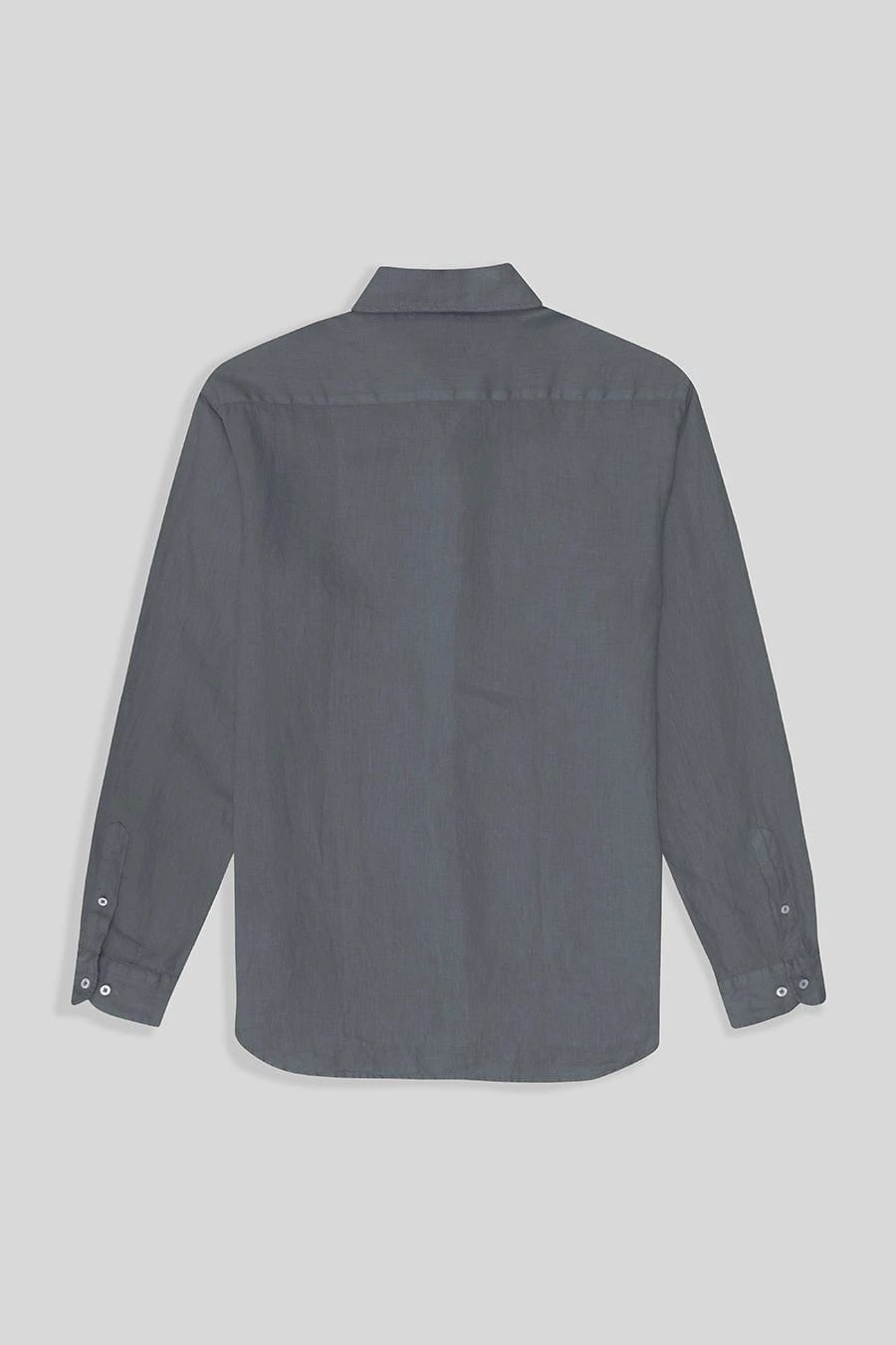 Men's linen shirt grey basic - imagen 3