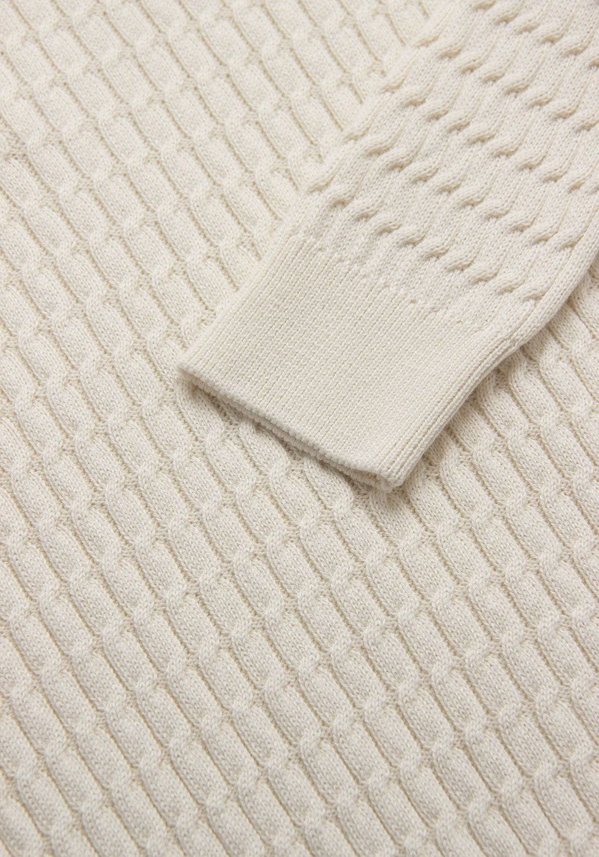 Saco Trenzado Half Zip Algodón Crema - imagen 3