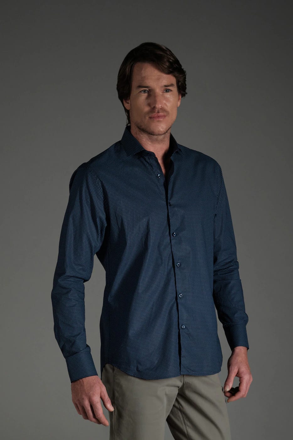 Camisa Casual Classic Algodón Azul Navy Mini Print - imagen 3