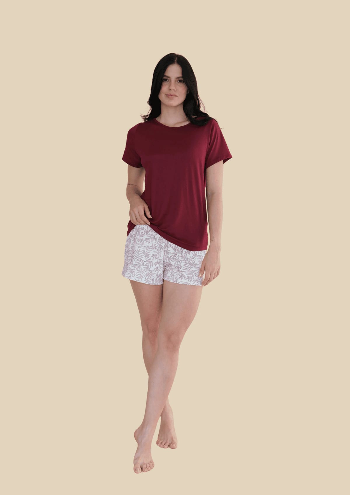 Pijama Short Estampado Vinotinto - imagen 6