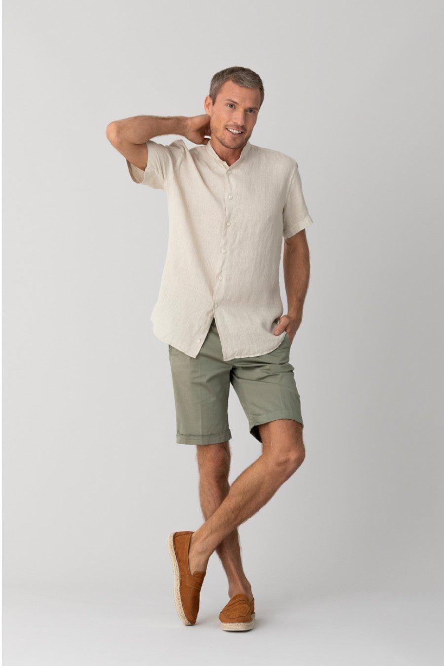 men’s linen shirt mao beige basic - imagen 6